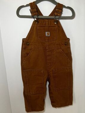 Carhartt Bib Overalls 9 Month Brown Duck Canvas Double Knee 100% Cotton